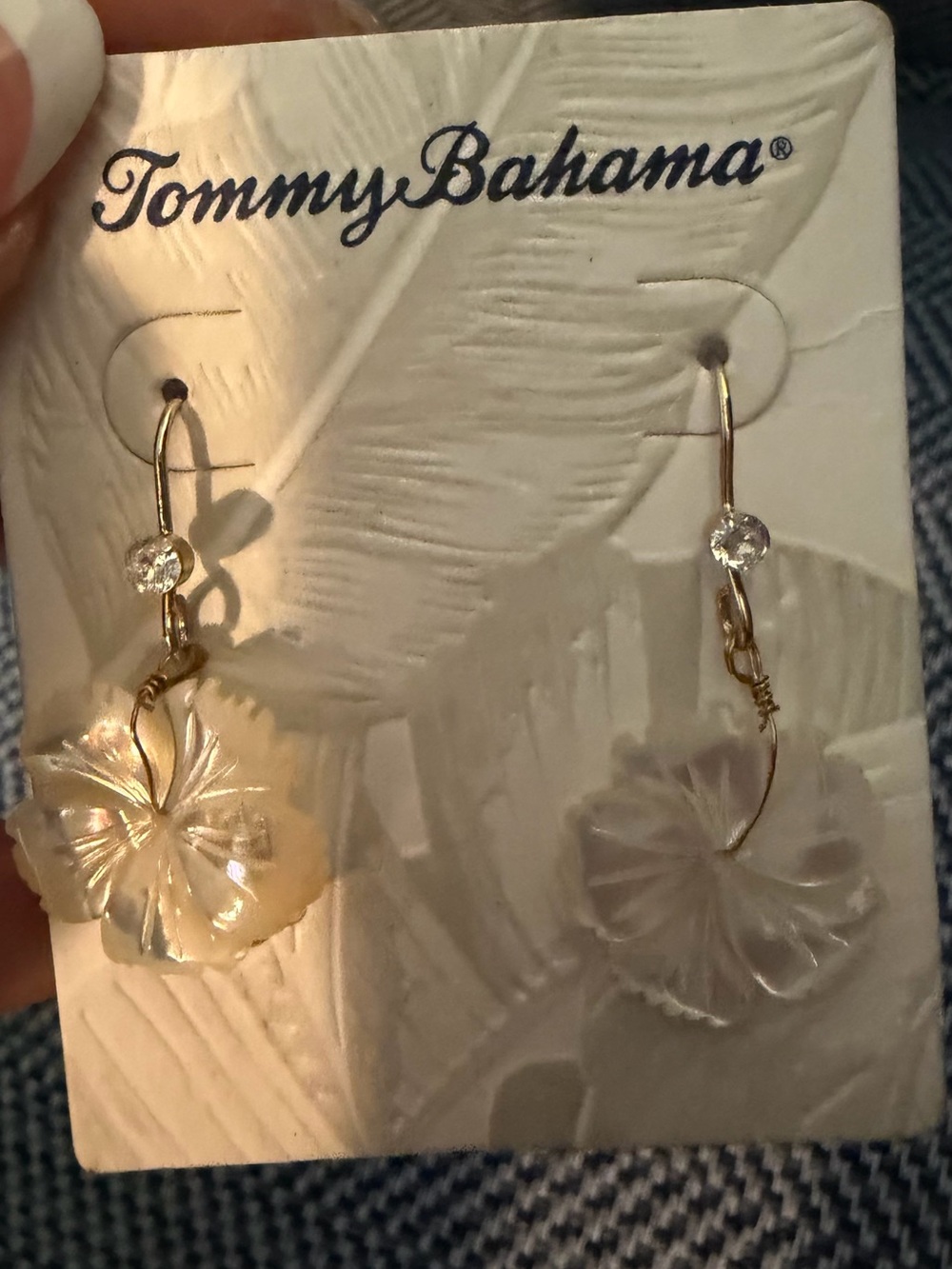 Tommy Bahama Gold-Tone Hooks with Pearlescent Ivory Shell Flower Earrings